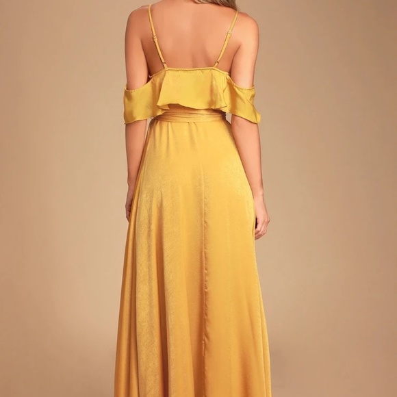 BRAND NEW  (PERF FOR WEARING TO A WEDDING) Lulu’s Moriah Yellow Satin Dress! - Picture 12 of 15